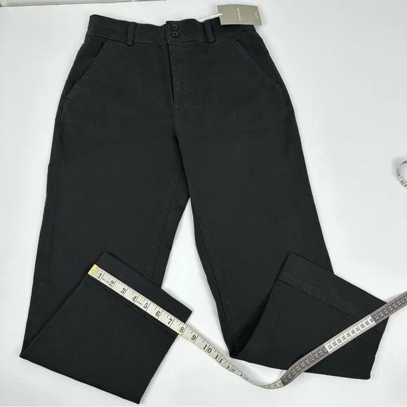 Everlane Women’s NWT Black Organic Cotton Straight-Leg Designer Pant‎ 6/W29/L26